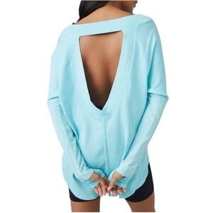 FP Movement by Free People Aqua Boatneck Long Sleeve Top